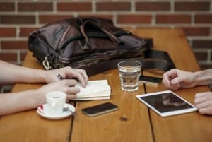 Business meeting around a coffee table