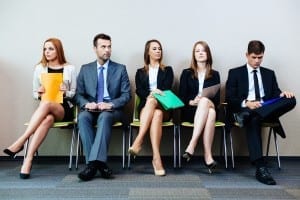 Employees on a bench