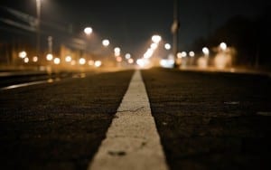 Empty road at night