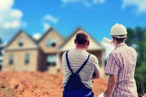 Building house, Engineer talking to the house owner