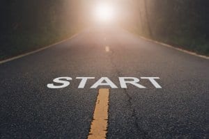 Start Sign on the highway road