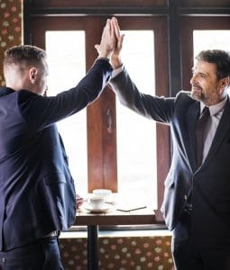 men high five