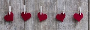Hearts hanged on the rope