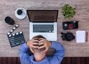 Youtuber with his head down